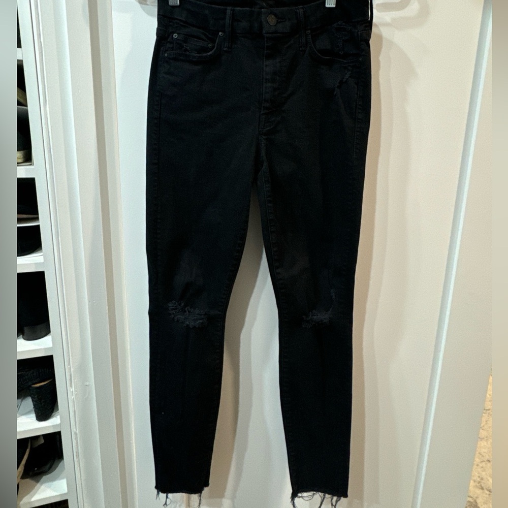 Mother Looker Ankle Fray Jeans Size 27 Guilty As Sin Distressed